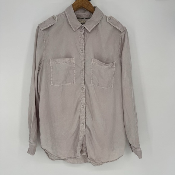 Anthropologie Holding Horses Size Med Dimanche Pearl Button Up Chambray Blouse - Picture 1 of 9